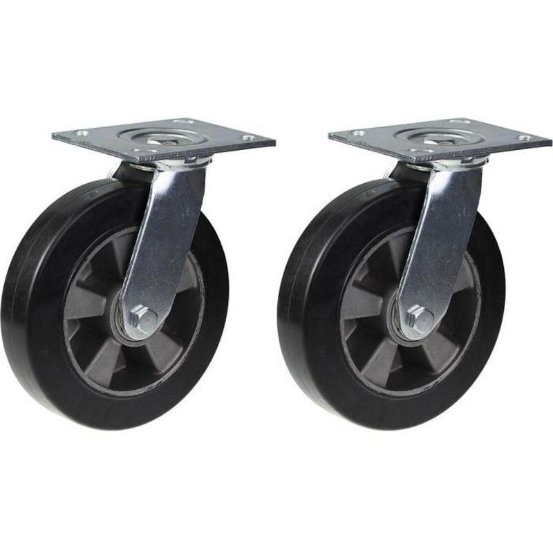 Wheels - Construction Equipment - 200mm - Black Rubber - Swivel - Capacity 900kg
