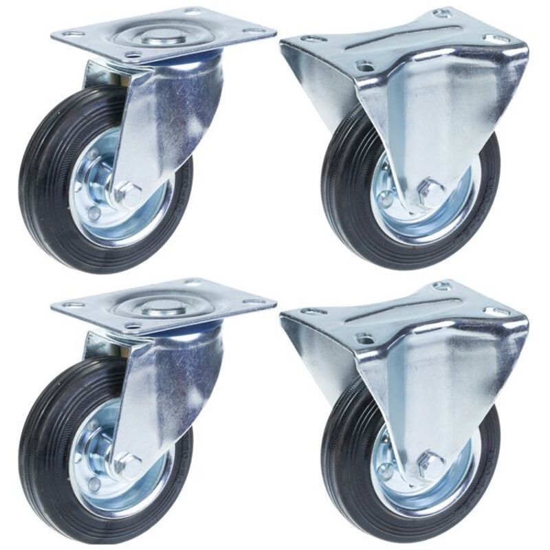 Wheels - Construction Equipment - Rubber Tire 100mm - Capacity 360kg - Set of 4