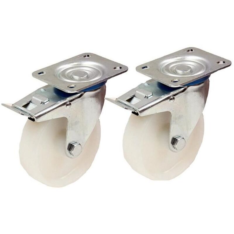 Wheels - Nylon - Set of 2 - Swivel - 80mm - Capacity 120kg each