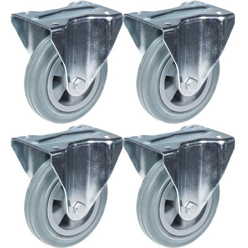 Wheels - PARNELLS - 160mm - Grey rubber - Fixed - Set of 4