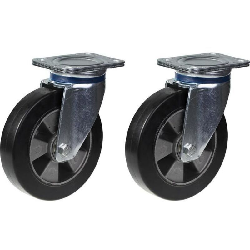 Wheels - PARNELLS - Set of 2 - Black rubber - 200 mm - Swivel