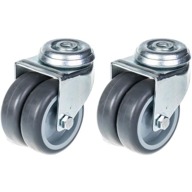 Wheels - Rubber - 75 mm - Set of 2 - Capacity 200 kg - Swivel