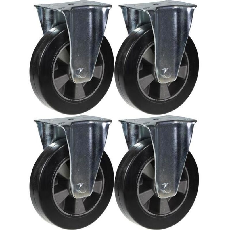 Wheels - Site Equipment - 200mm - Black Rubber - Capacity 1800kg