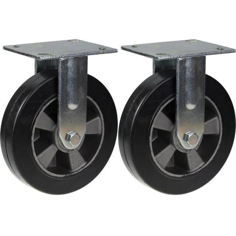 Wheels - Site Equipment - 200mm - Black Rubber - Capacity 900kg - Fixed