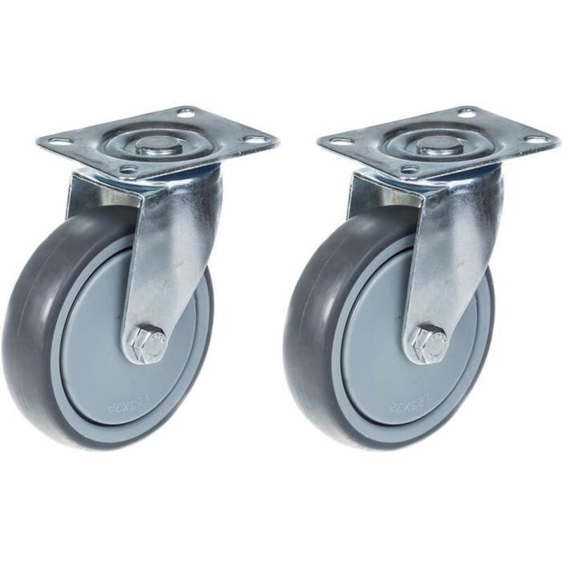 Wheels - ZHONGSHAN - 125mm - Gray rubber - Set of 2 - Swivel 260kg