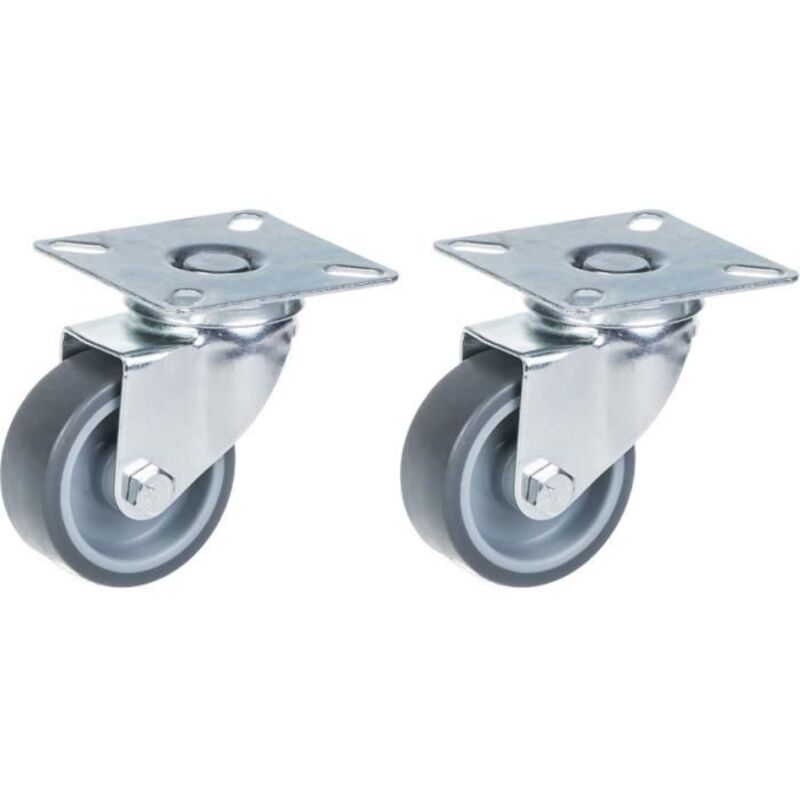 Wheels - ZHONGSHAN - 50 mm - Grey rubber - Swivel - Set of 2 - 80 kg