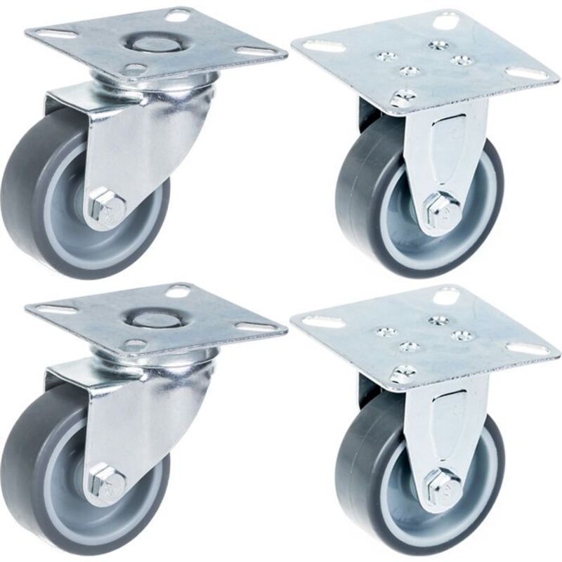 Wheels - ZHONGSHAN - 50 mm - Pack of 4 - Capacity 160 kg - Gray rubber