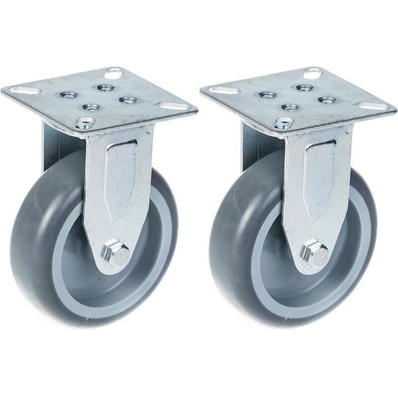 Wheels - ZHONGSHAN - 75 mm - Gray rubber - Fixed - Set of 2 - 120 kg