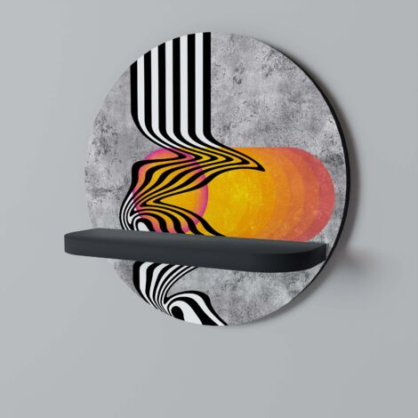 WHIMSICAL WAVES Mensola rotonda nera