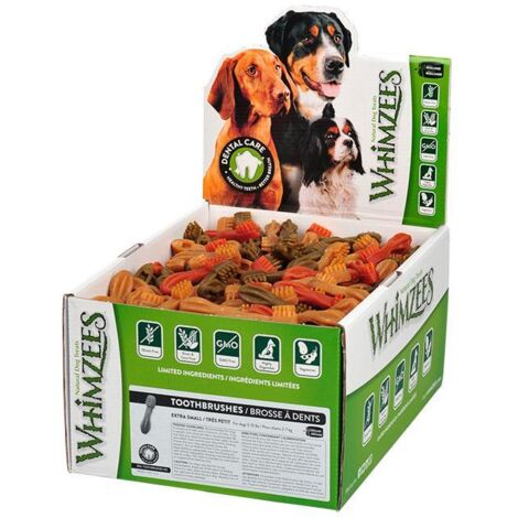 Whimzees Cepillo caja Snack dental para perros S MIX 8,6cm 150 unidades