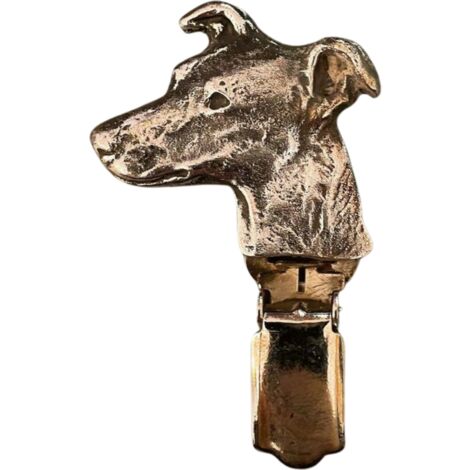 Whippet, Englischer Windhund - Brosche mit Clip, Startnummernträger, versilbertes Abzeichen für Hundeausstellung von Art-Dog