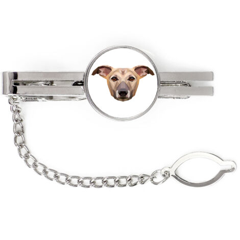 Whippet, Englischer Windhund - geometrische Krawattenklammer mit Foto und Aufschrift Art-Dog