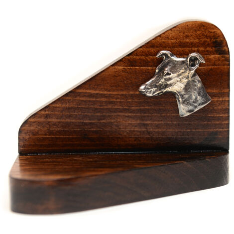 Whippet, galgo inglés: candelabro de madera con un perro, soporte para velas de té, monumento conmemorativo para perros de Art-Dog