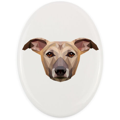 Whippet, galgo inglés: placa con foto e inscripción geométrica de Art-Dog