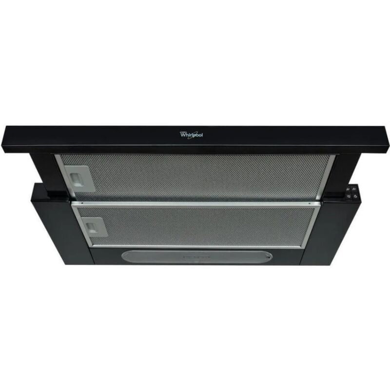Whirlpool - Hotte téléscopique encastrable, 3 vitesses, filtre à charbon inclus, filtres aluminium lavable en machine, noir (AKR7491NB)