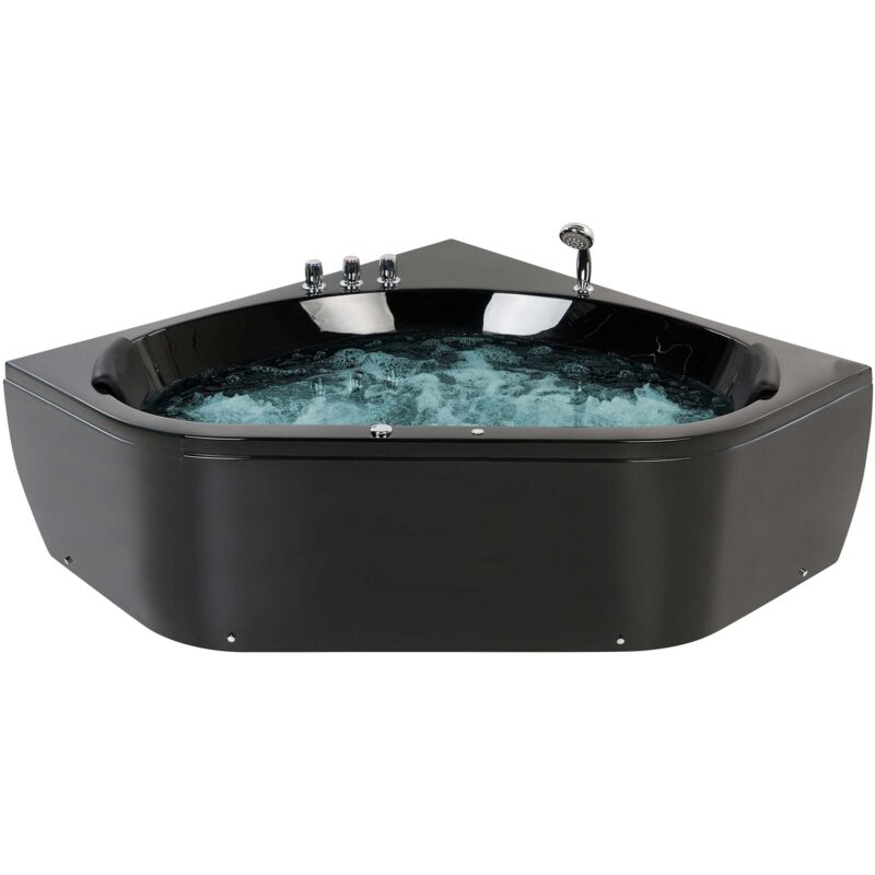 Beliani - Badewanne Schwarz 140 X 140 Cm Sanitäracryl Mit Massagefunktion Modern