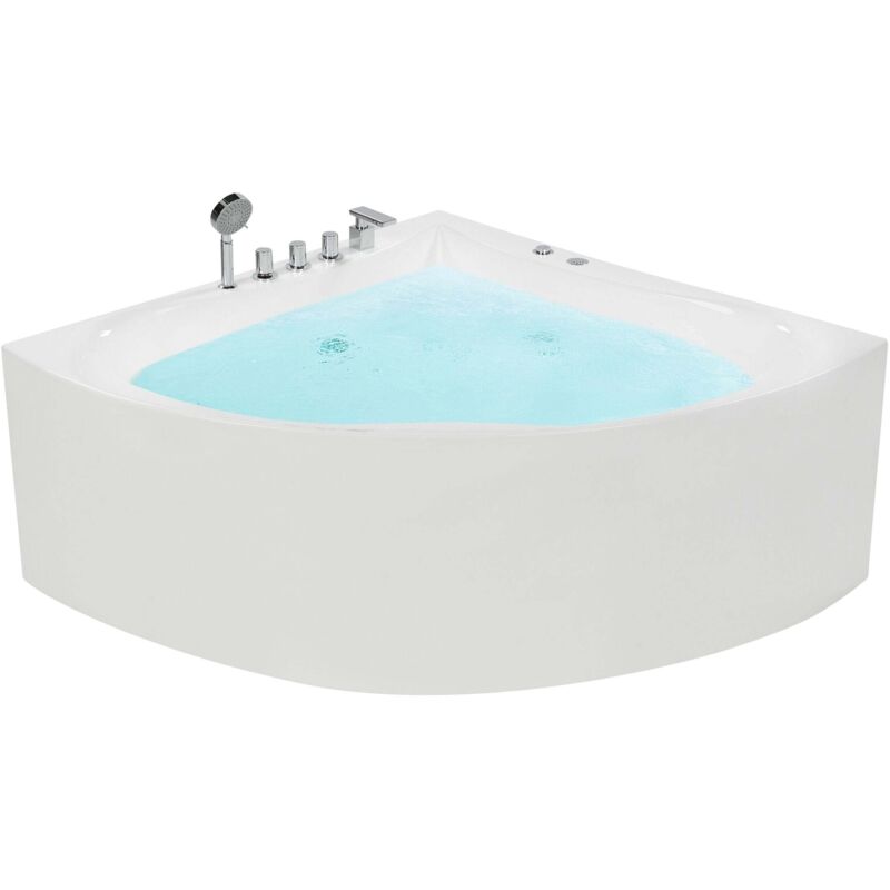 Beliani Weiß - Whirlpool-Eckbadewanne Acryl 133X57x187 Cm Modern Minimalistisch