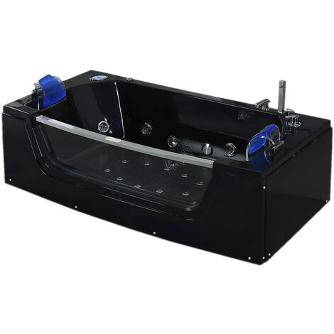 WHIRLPOOL BATH TUB CHROMOTHERAPY 180 x 90cm black JAMAICA