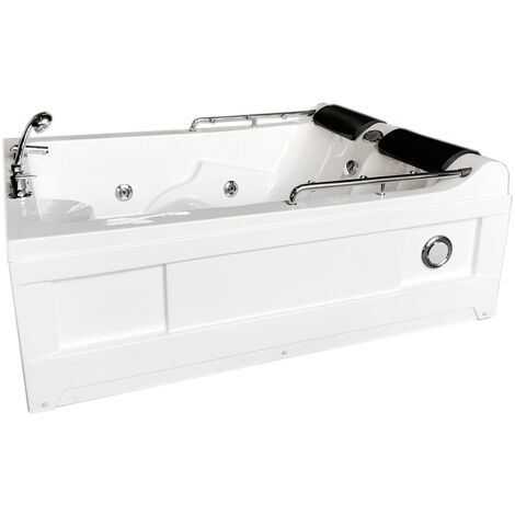 WHIRLPOOL BATH TUB CHROMOTHERAPY 175 x 132cm white LULU