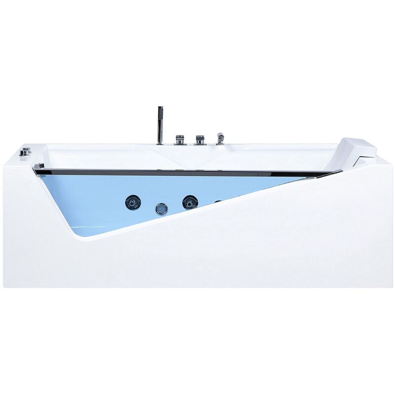 Whirlpool Bathtub Massage Water Jets led lights Glass Panel White Marquis