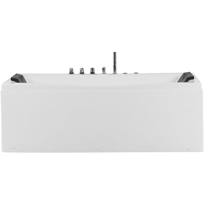 Modern Whirlpool Bath Hot Tub Acrylic Hydro Massage 2 Headrests White Moor - White