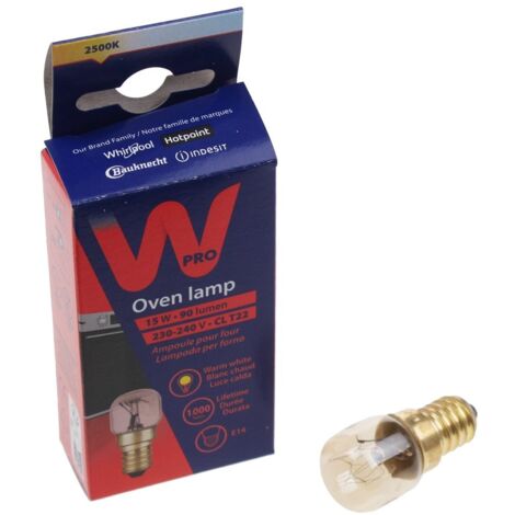 Whirlpool - bombilla para horno - t22 230-240v 15w e14s brass c - c00863216 - 8053190526586