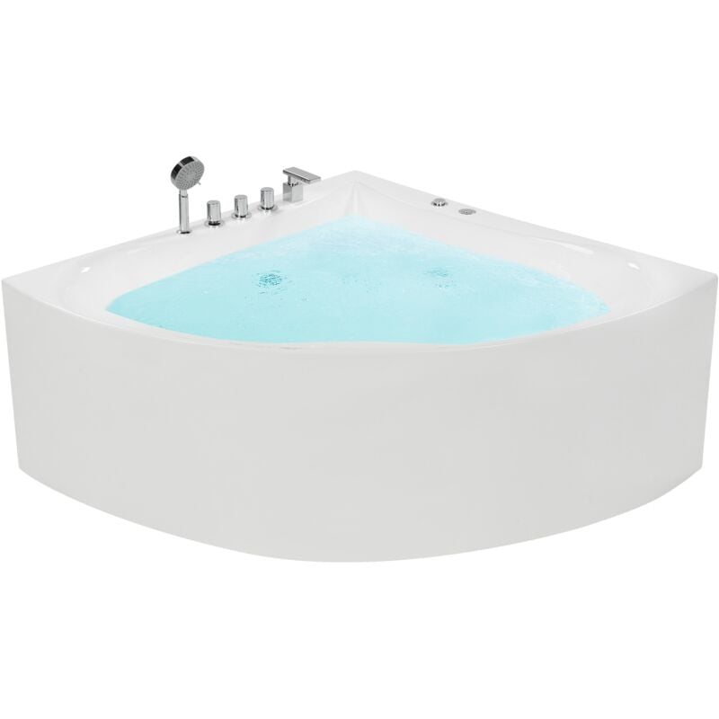 Beliani - Modern Corner Hot Tub Bathtub Acrylic Hydromassage White Islita
