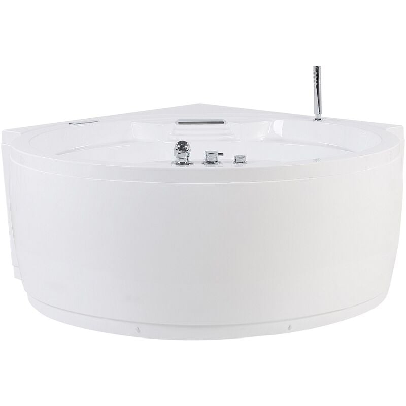 Round Corner Whirlpool Spa Bath Hot Tub led Bluetooth Massage Jets White Milano - White