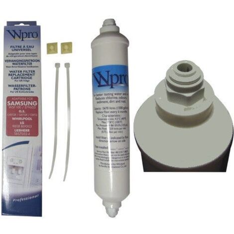 Whirlpool – Filtre à eau pour réfrigérateur américain USC100 – Compatible Samsung, LG, Bosch, Beko – Filtration > 0.5µ – Installation facile - sms200