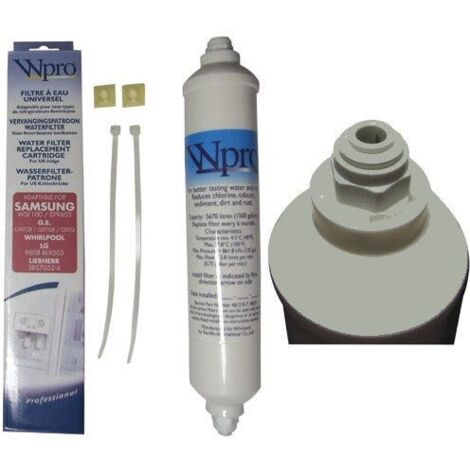 Whirlpool – Filtre à eau pour réfrigérateur américain USC100 – Compatible Samsung, LG, Bosch, Beko – Filtration > 0.5µ – Installation facile - sms200