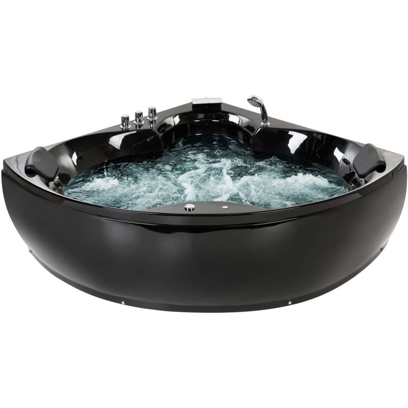 Beliani - Whirlpool-badewanne In Schwarz 205 X 150 Cm Aus Sanitäracryl Multifunktionell Eckig Badezimmerzubehör Elegante Optik Modernes Design