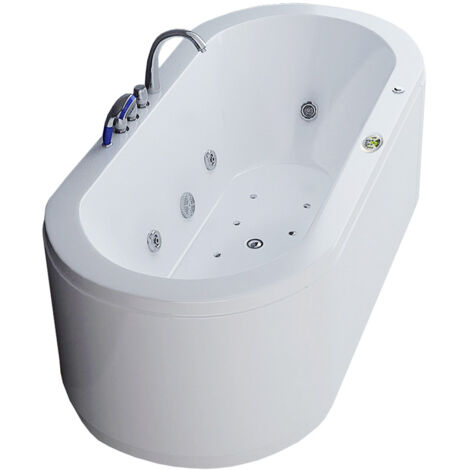 Whirlpool Indoor Spa Badewanne Whirlwanne VILLA SOFIA weiß mit Massagedüsen LED Heizung