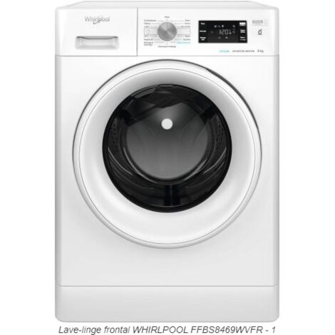 Whirlpool – Lave-linge hublot 8 kg – Vitesse d'essorage 1400 tours/min – Classe A – Moteur silencieux – Système FreshCare+ pour linge frais - FFBS8469WVFR