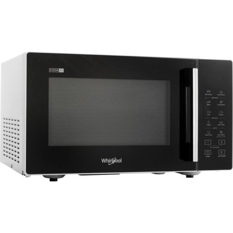 Whirlpool – Micro-ondes à poser 25L 900W – Finition Silver Black – Compact 48,3 x 41,4 x 28,1 cm – Fonction Jet Start et AutoClean