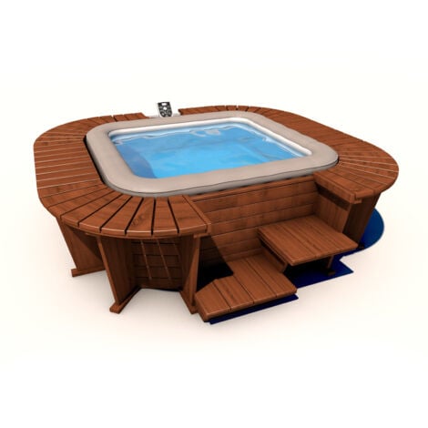 Whirlpool mit Holzverkleidung K2O Queen Beach 271x296x80 cm für 5-7 Personen mit Hydrojets