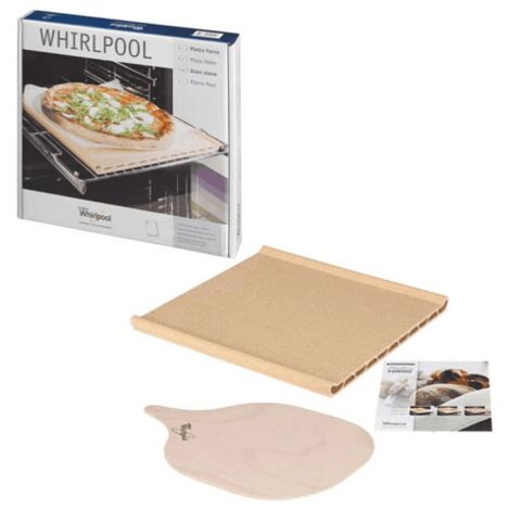 Whirlpool – Pierre à pizza en terre cuite 350 x 340 mm – Accessoire de four à pizza – Pelle en bois incluse – 484000000276