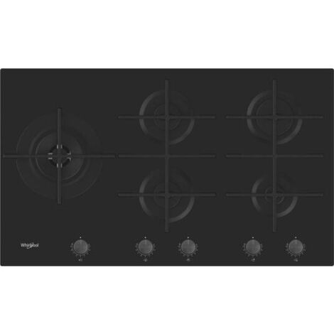 Whirlpool – Plaque de cuisson gaz 4 foyers – Largeur 60cm – Puissance 11300 watts – Brûleurs en fonte pour cuisson optimale - GOWL928NB