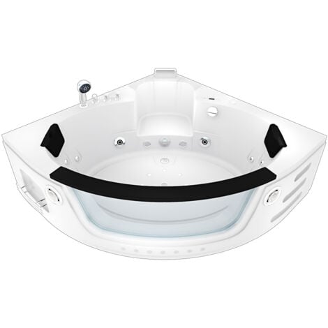 Whirlpool Pool Badewanne Eckwanne Wanne W05-SC 140x140cm mit Farblicht, aktive Schlauch-Reinigung