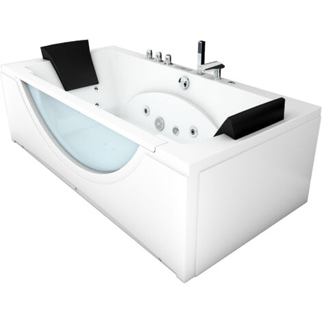 Whirlpool Pool Badewanne Eckwanne Wanne W81H-TH-A 90x180cm passive Schlauch-Reinigung