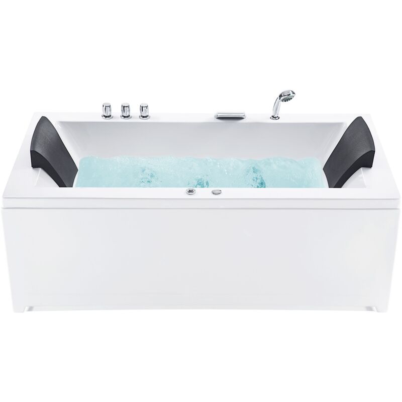 Left Hand Straight Bath Tub Acrylic Whirlpool Massage LED Lights White Varadero