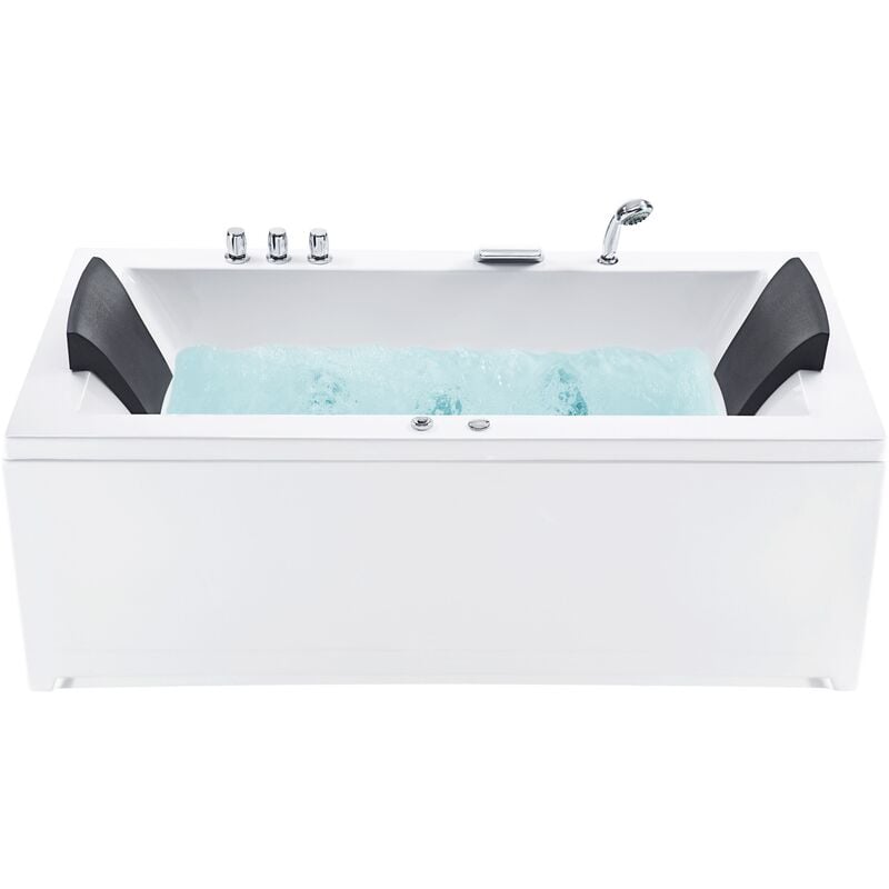 Beliani - Right Hand Straight Bath Tub Acrylic Whirlpool Massage led Lights White Varadero