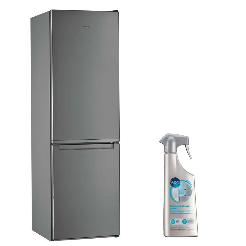 Réfrigérateur frigo combiné inox 339L Froid brassé Less Frost - Inox - Whirlpool