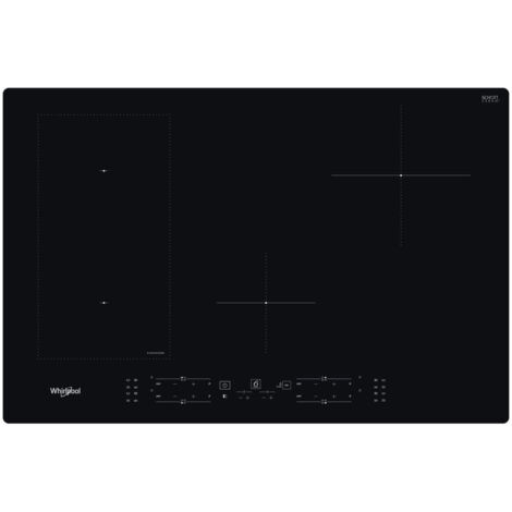 Whirlpool – Table de cuisson à induction 77 cm 4 foyers – Zone FlexiCook – Surface vitrocéramique noire – Puissance 7200W – Commandes tactiles - B2977