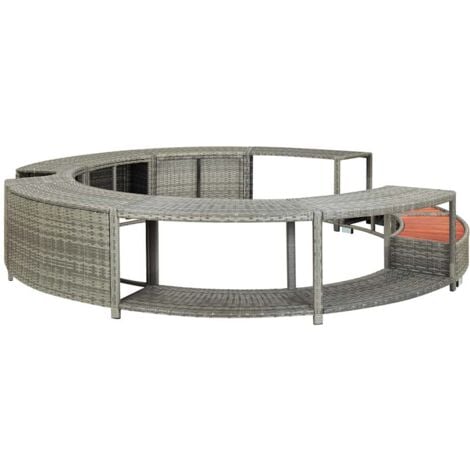 Whirlpool-Umrandung Grau Poly Rattan