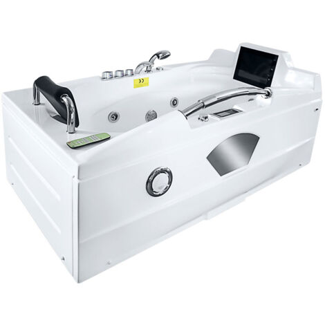 Whirlpool Vollausstattung Pool Badewanne Wanne mit TV T42L-TH-SC 171x92cm aktive Schlauchreinigung