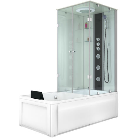 Whirlpool Wanne Duschtempel Dusche Duschkabine K05-L02-WP-EC 180x90 cm mit 2K Scheiben Versiegelung