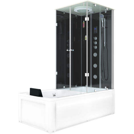 Whirlpool Wanne Duschtempel Dusche Duschkabine K05-L33-EC 180x90 cm mit 2K Scheiben Versiegelung