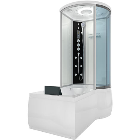 Whirlpool Wanne Duschtempel Dusche Duschkabine K55-L03-WP 170x100 cm ohne 2K Scheiben Versiegelung