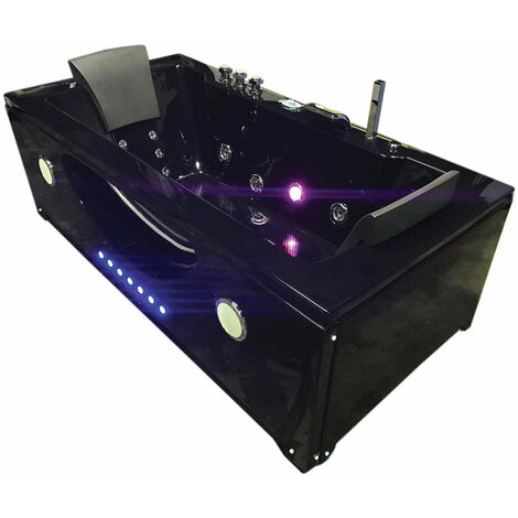 Whirlpoolbadewanne 180 x 90 cm Schwarz Chromotherapie - Hypnotic