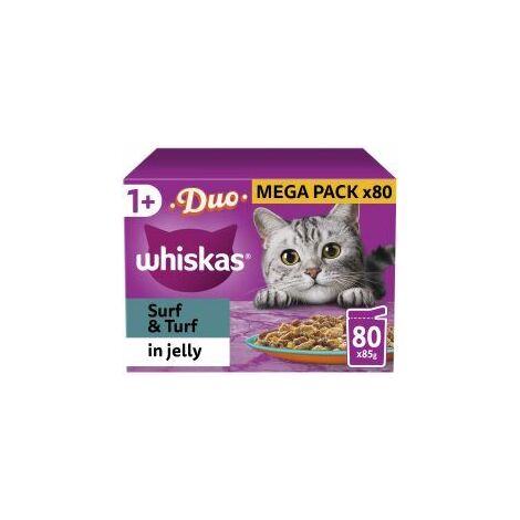 Whiskas 1+ Duo Surf and Turf Adult Wet Cat Food Pouches in J - 85g - 811971